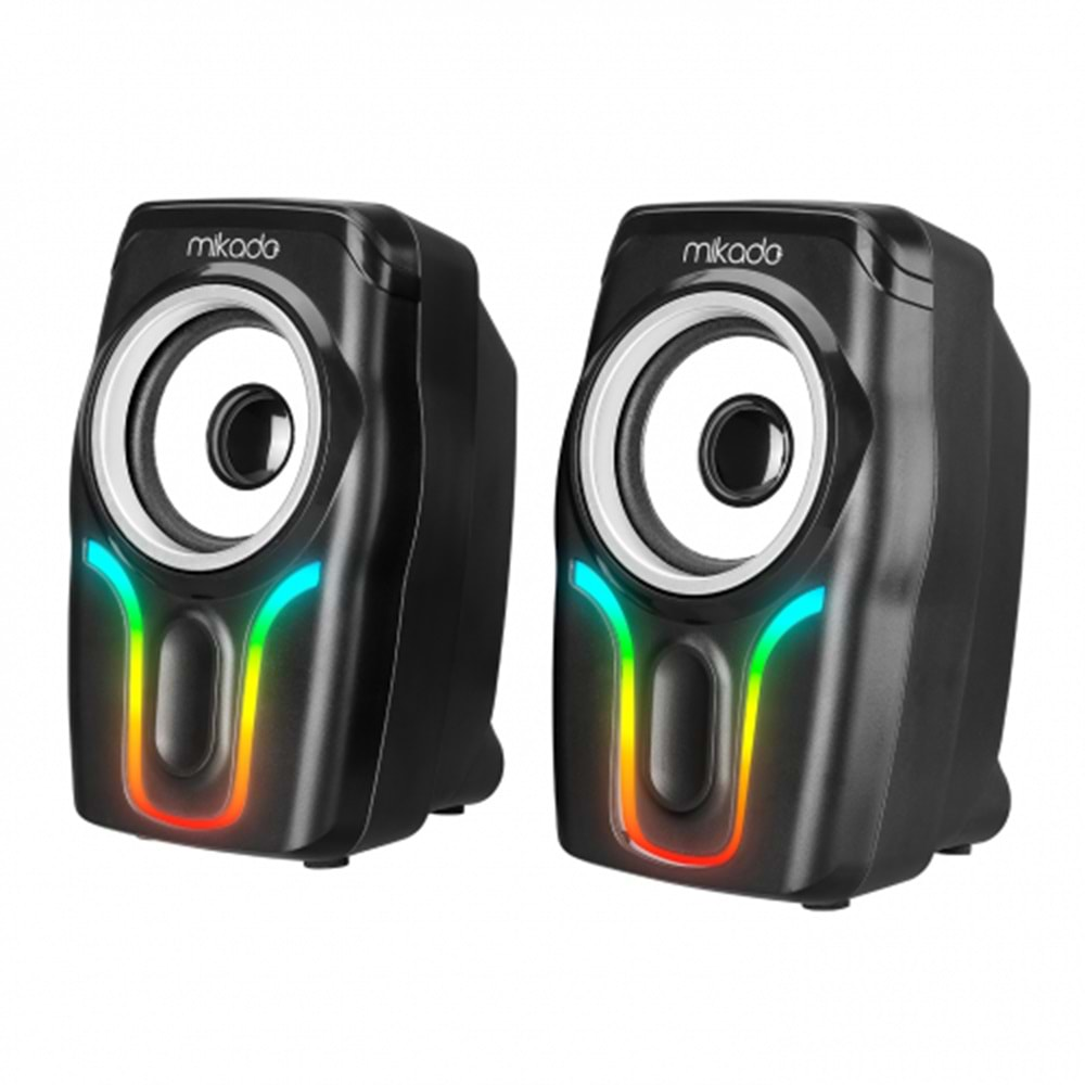 Mikado MD-S25 BOLD, 6W, 1+1 Masaüstü, RGB, USB Speaker, Siyah