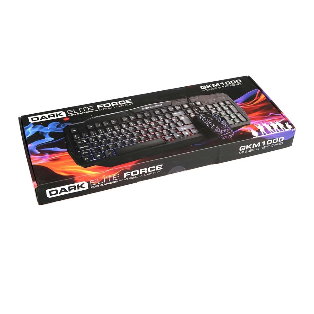 DARK Force USB Q Trk Lazer Mouse Siyah Gaming Klavye - Mouse Set DK-AC-GKM1000
