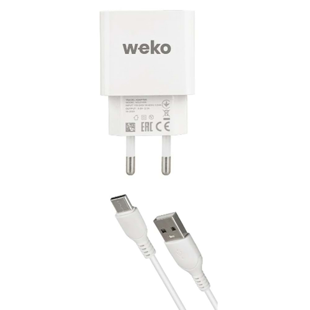 WEKO WK-21435 M7 2.1 AMPER ŞARJ BAŞLIK ADAPTÖRÜ + TYPE-C KABLO