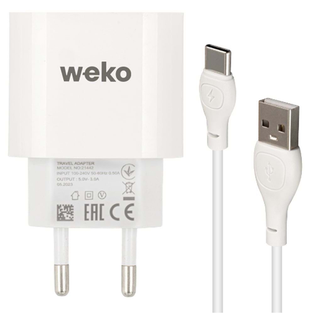 WEKO WK-21442 PDU QC 3.0 AMPER ŞARJ BAŞLIK ADAPTÖRÜ + TYPE-C KABLO