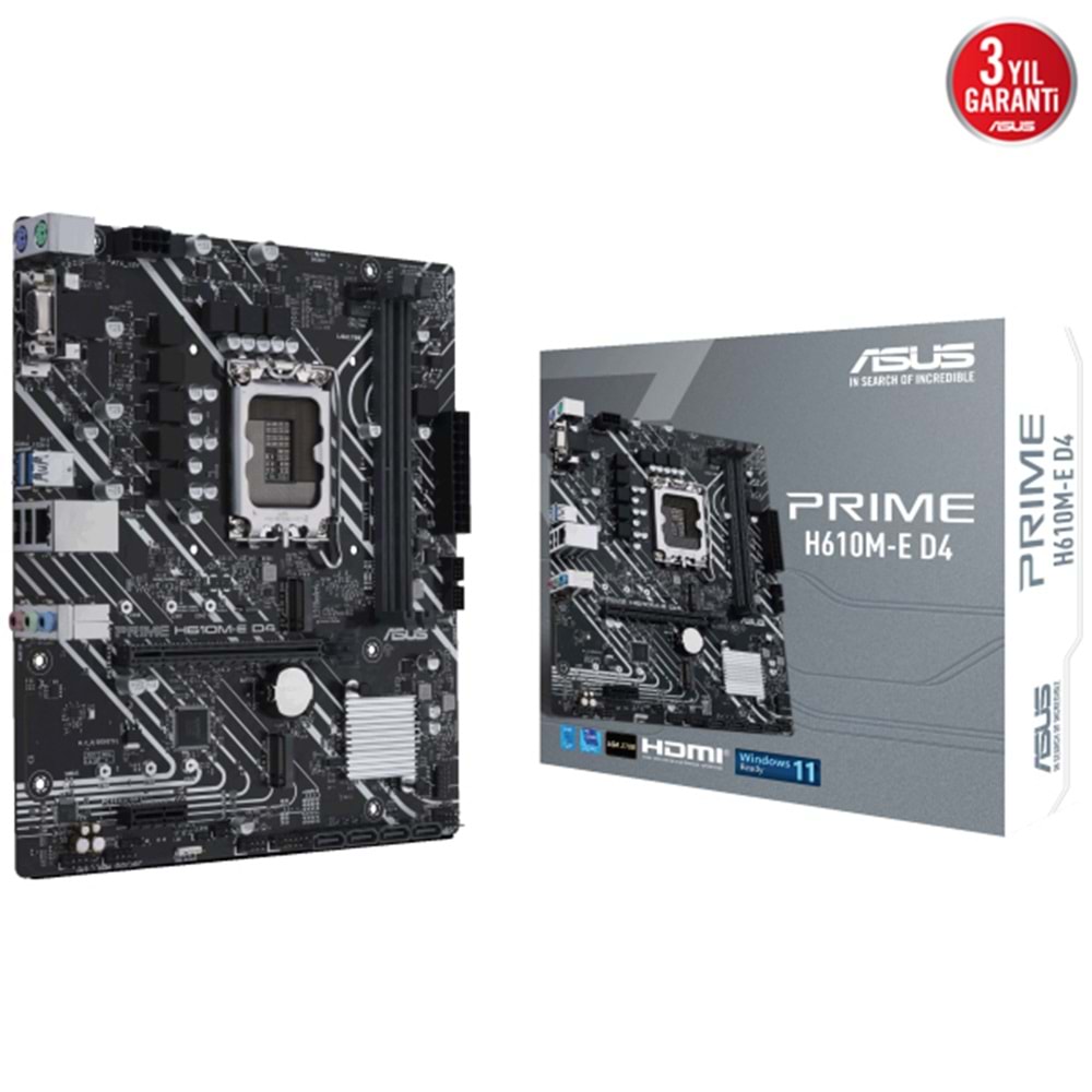 Asus Prime H610M-E D4 Intel H610 Soket 1700 DDR4 3200MHz mATX Gaming (Oyuncu) Anakart