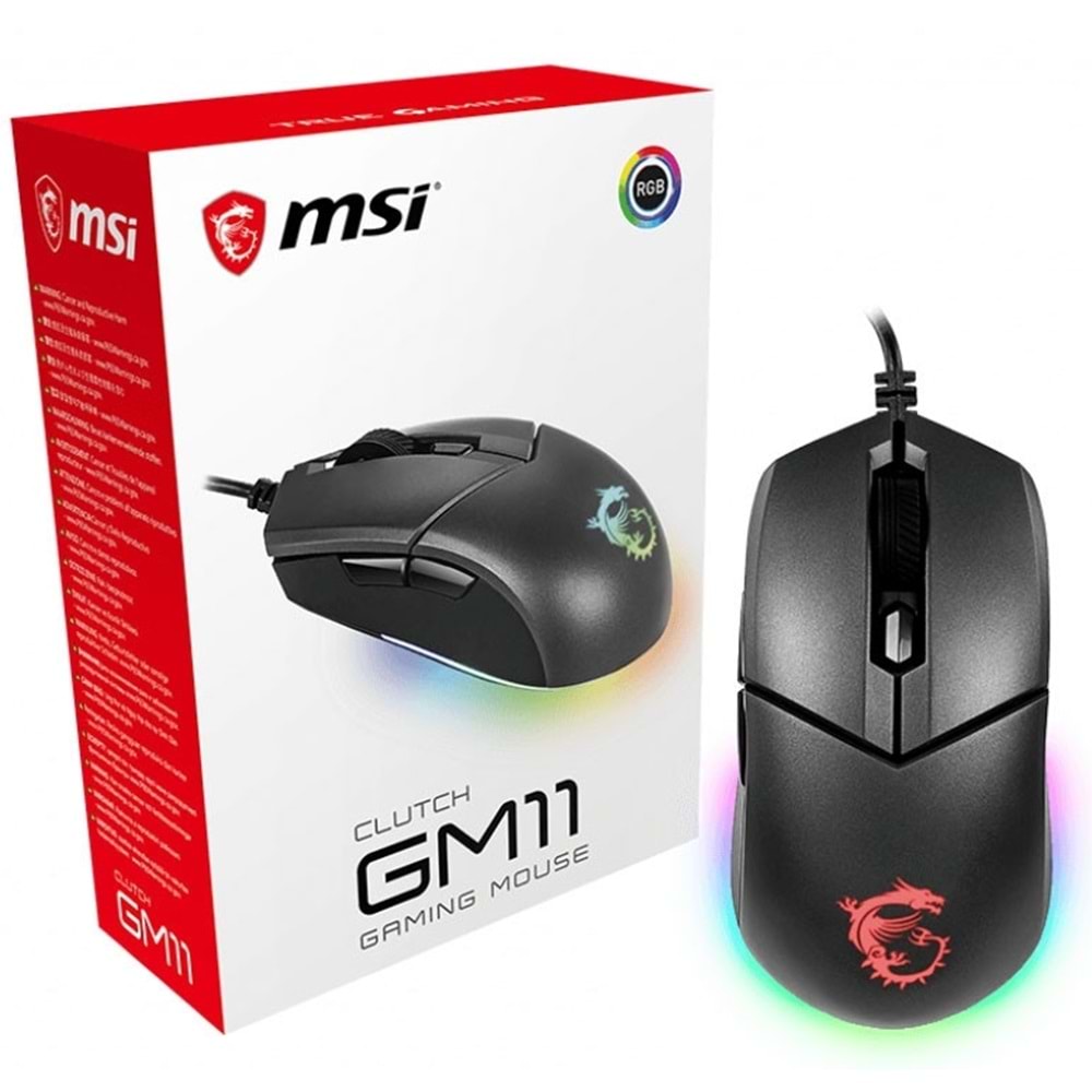MSI Clutch GM11 5000DPI 6 Tuş Optik RGB Gaming Mouse