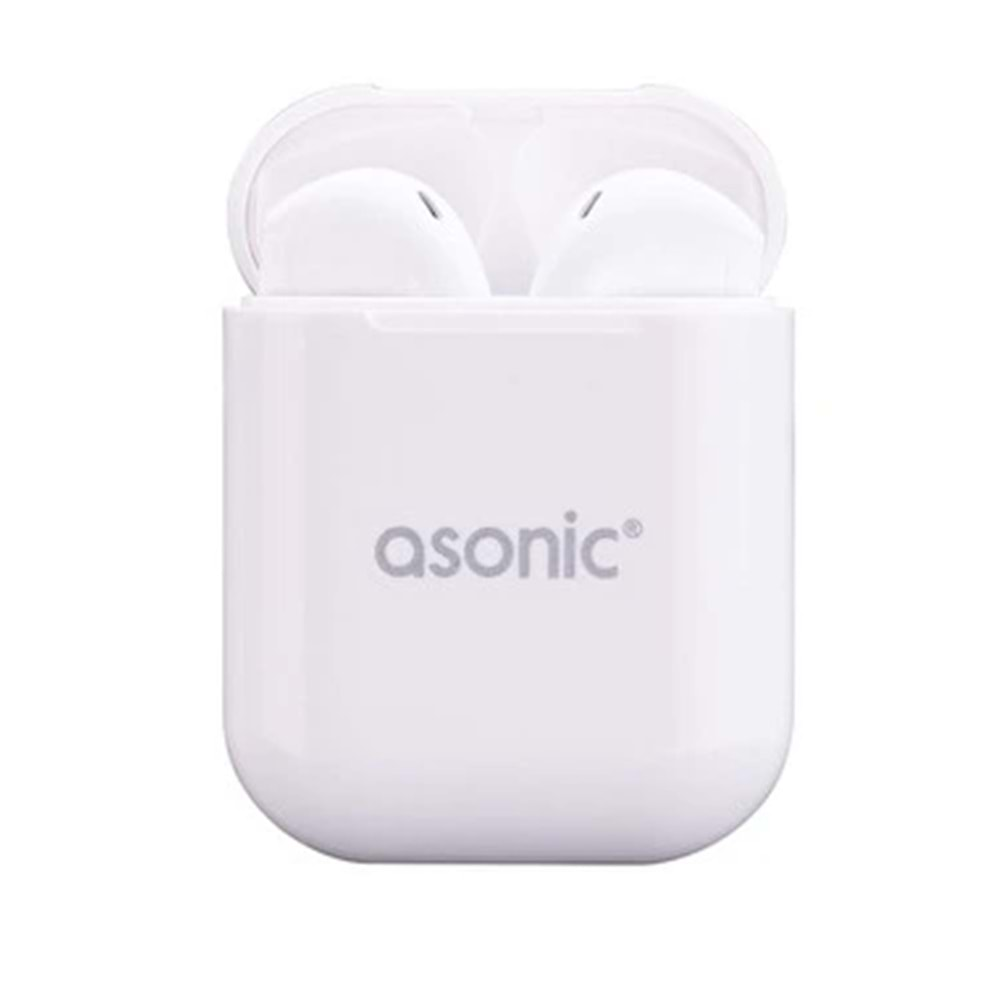 Asonic AS-TWS130 Beyaz Mobil Telefon Uyumlu Bluetooth TWS AirPods Mikrofonlu Kulaklık