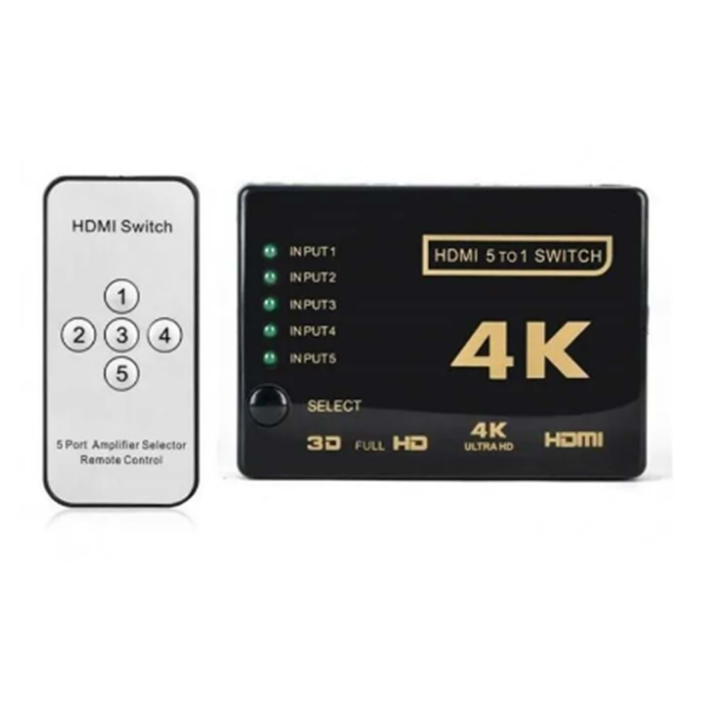 Maxgo Hdmi Çoklayıcı Switch 5 Port Çoğaltıcı 4K Kumandalı Ultra Hd Splitter Çoklu Cihaz Tek Ekranda 2128