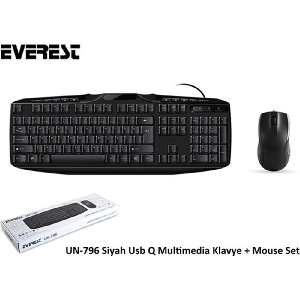 Everest Un-796 Siyah Usb Multi - Media Klavye + Mouse SetEverest