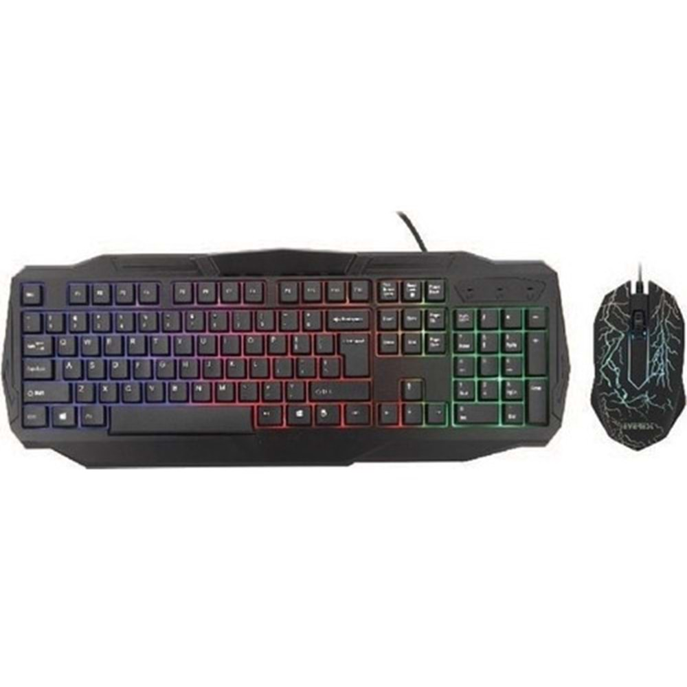 Everest KMX-86 Olivine Siyah Usb RGB Işıklandırmalı Oyuncu Q Multimedia Klavye + Mouse Set