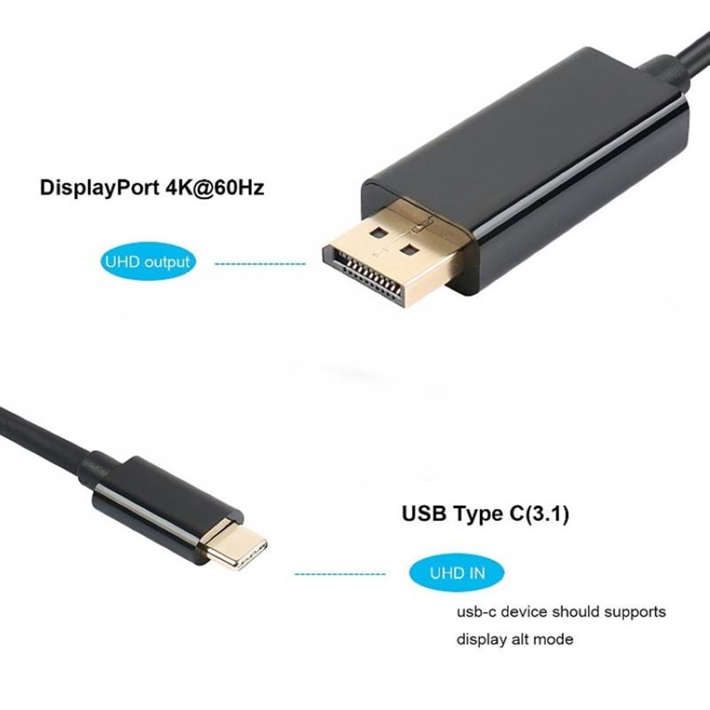 Type C Usb 3.1 To Displayport Çevirici Dönüştürücü Adaptör Kablosu 4467