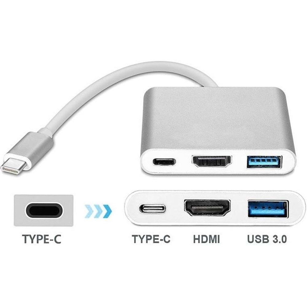 Usb 3.1 Type C To Hdmi Usb 3.0 Çevirici Dönüştürücü Adaptör Kablosu 4962