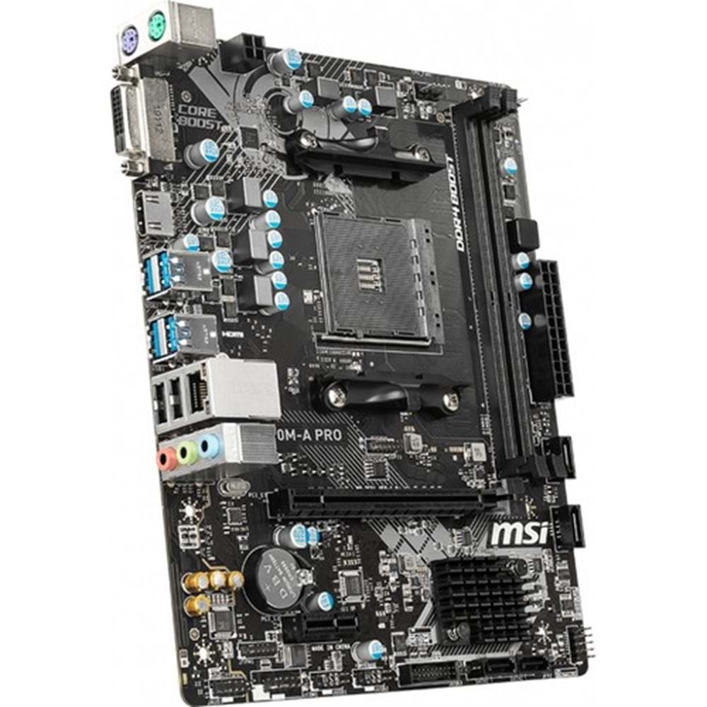 MSI A320M-A PRO AM4 DDR4 3200(OC) DVI HDMI USB3.2 mATX Anakart