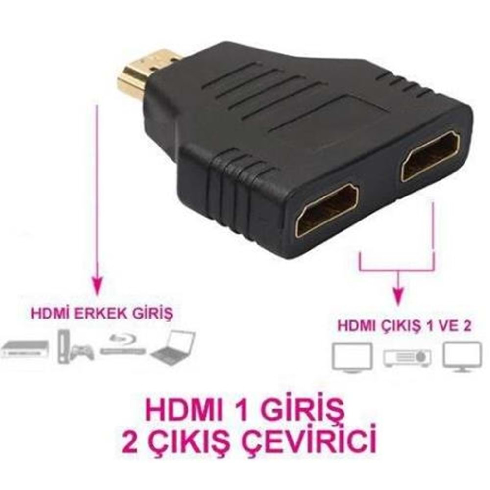 Hdmi Çoklayıcı 2 Port Splitter Switch Ekran Çoğaltıcı 4447