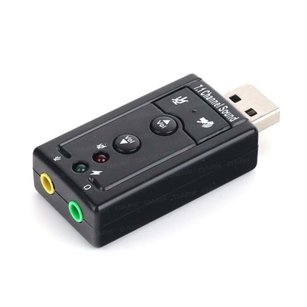 Dark Usb2.0 7.1 Stereo Ses Efektli Ses Kartı (Windows Ve Mac Destekli)(DK-AC-USC71)