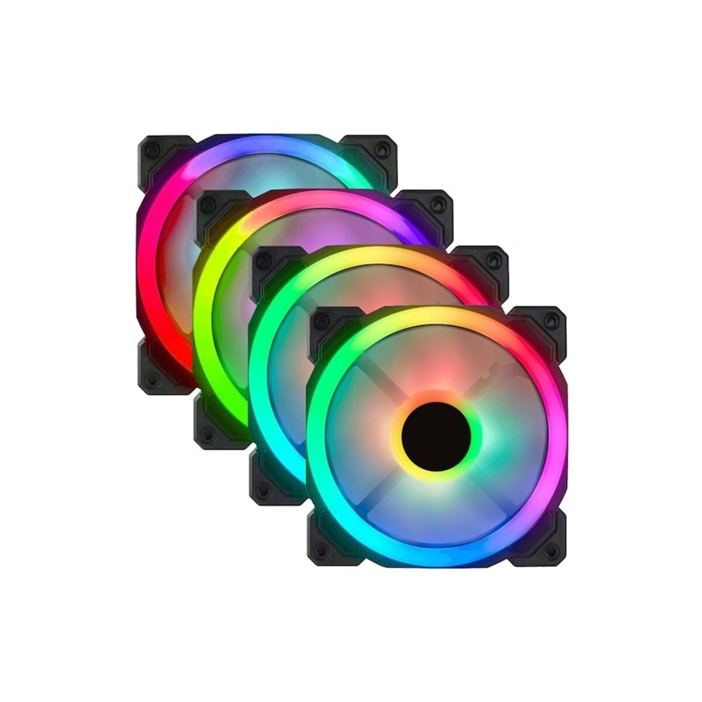 GAMEFORCE 7R Pro Seri (4'lü Set) Rainbow Ledli Sessiz 120mm 12cm