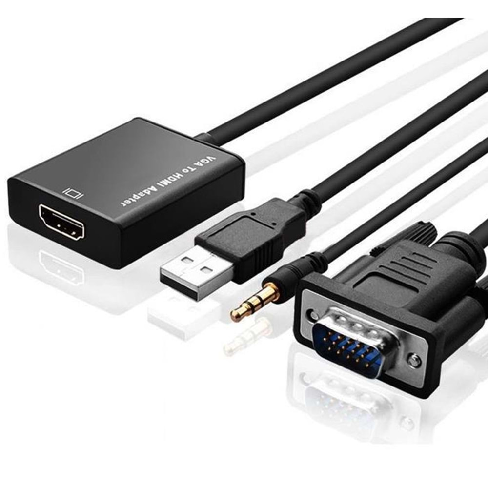 Vga To Hdmi Çevirici Dönüştürücü Adaptör Kablo Ucu Çevirici 4674