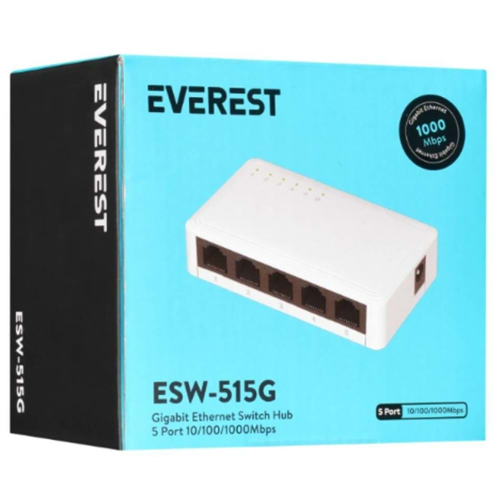 Everest ESW-515G 5 Port 10-100-1000Mbps Gigabit Ethernet Switch Hub