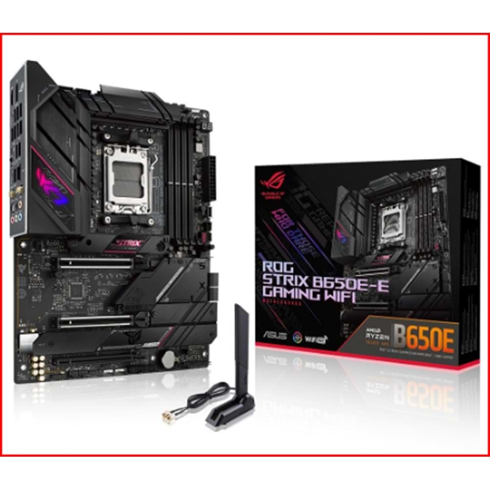 ASUS ROG STRIX B650E-E GAMING WIFI, 4xDDR5, 4x M2, HDMI, DP, 2xType-C, Wi-Fi 6E, Bluetooth v5.2, AMD Ryzen 7000 Serisi, AM5 Soket Anakart