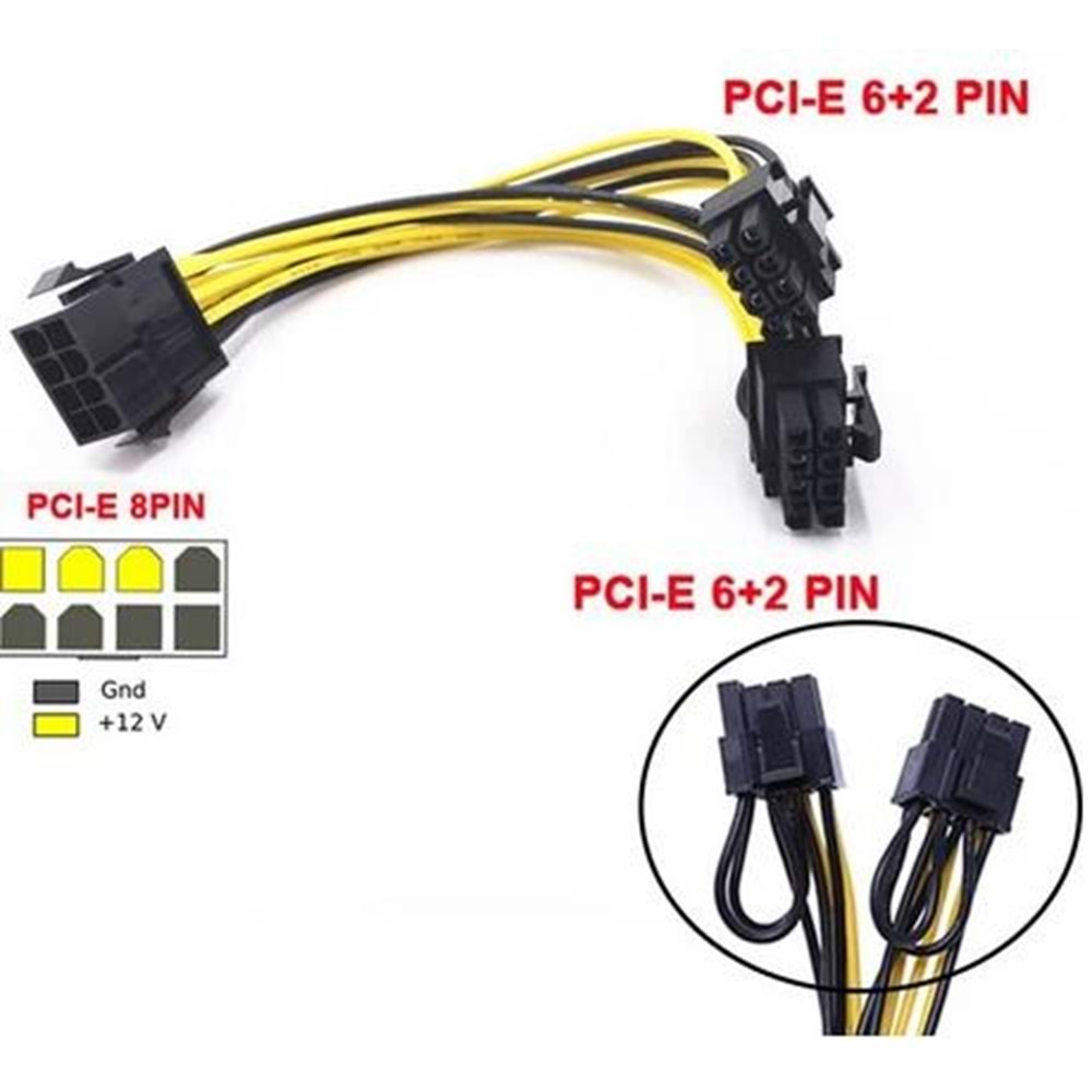 Pci-E 8 Pin Ekran Kartı Express Power Güç Çoklayıcı Y Kablosu 4880