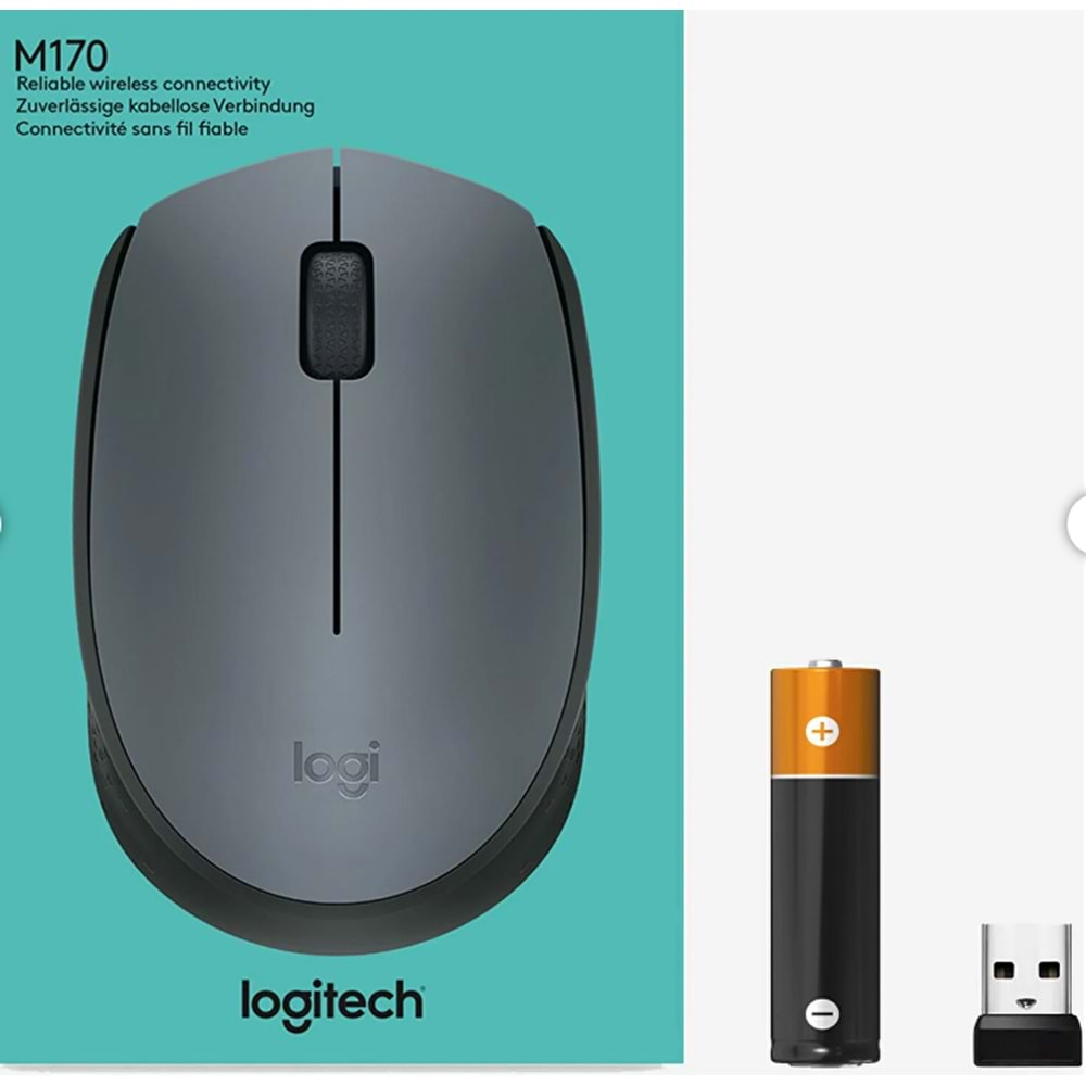 Logitech M170 USB Alıcılı Kablosuz Kompakt Mouse - Gri