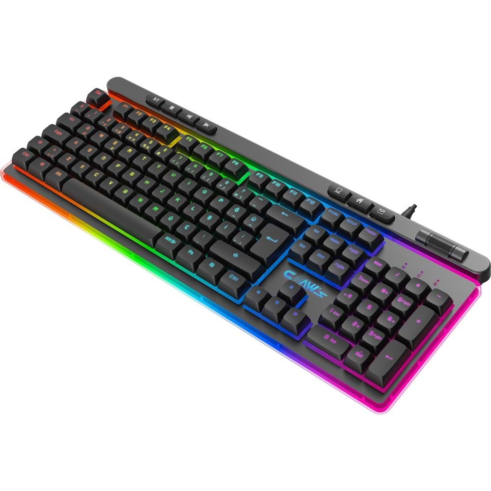 Claw's Nova K1 360° Özelleştirilebilir Rgb & Yazılımlı Full Membran 104+7 Tuşlu Ekstra Multimedya / Rollover Ses Kontrol Mekanizmalı Gaming Klavye