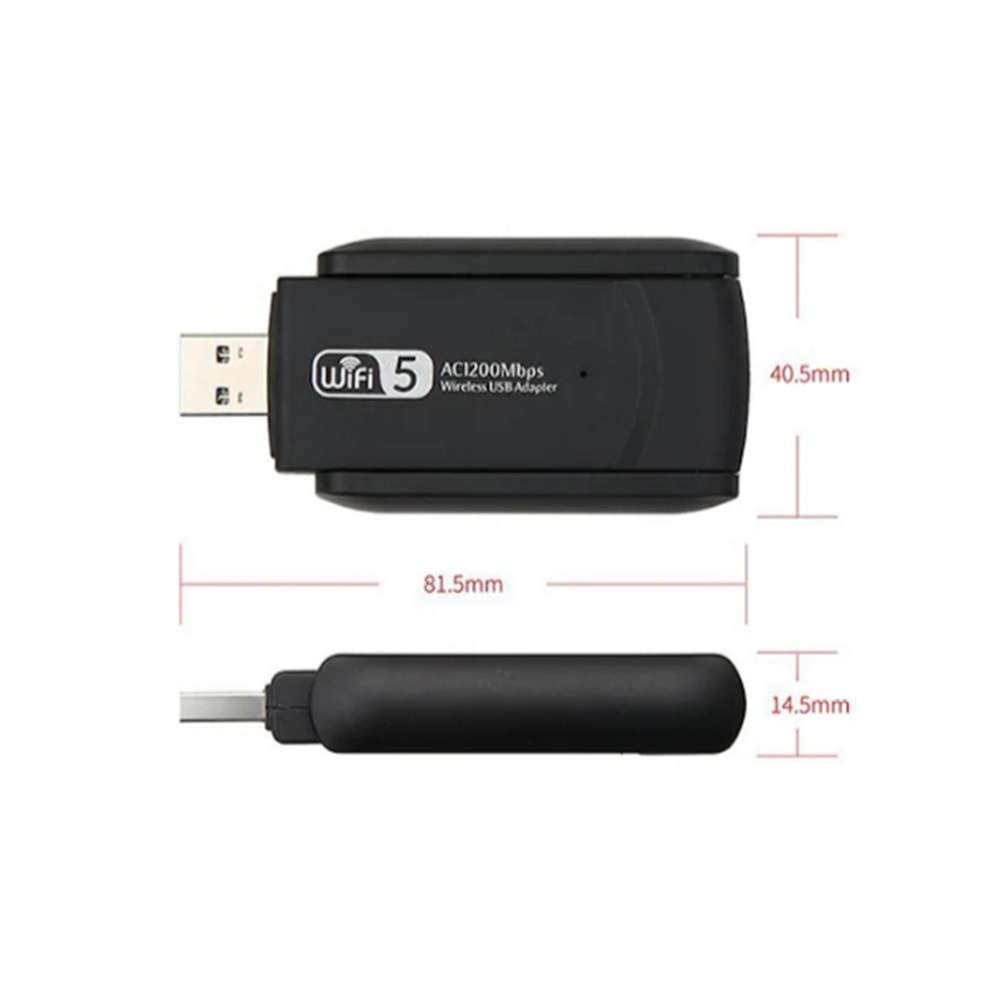 Gomax AC1200 Mbps Dual Band USB 3.0 Kablosuz Wi-Fi Alıcı Adaptör