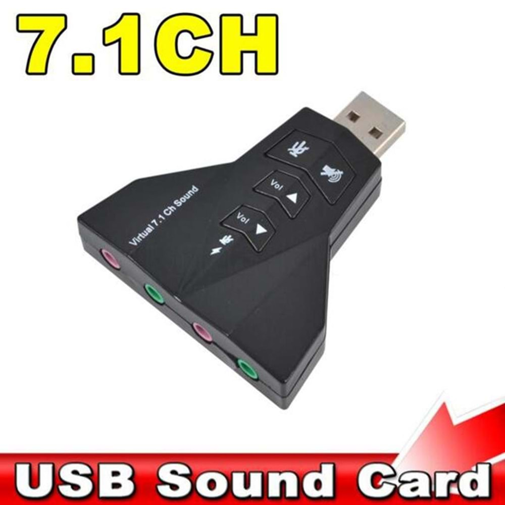 7.1 7 Kanal Mikrofon Destekli Çift Girişli Çevirici Harici Usb Ses Kartı 4931