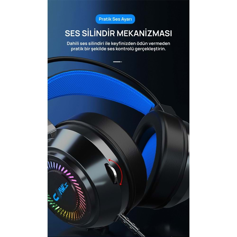 Claw's Noiseee V1 Rgb Spectrum 7.1 Surround Ses - Ai ile Gürültü Engelleyen Mikrofon - USB Örgü Kablolu Gaming Oyuncu Kulaklığı