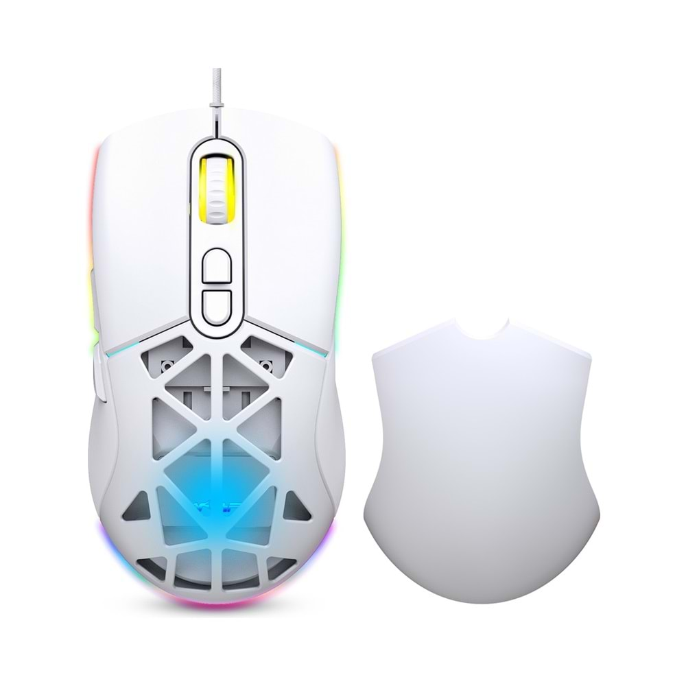 Warp WRP-O12800-W 12800 Dpi Wide Rgb Özel Abs Doku Reflex Örgü Kablolu Beyaz Gaming Mouse