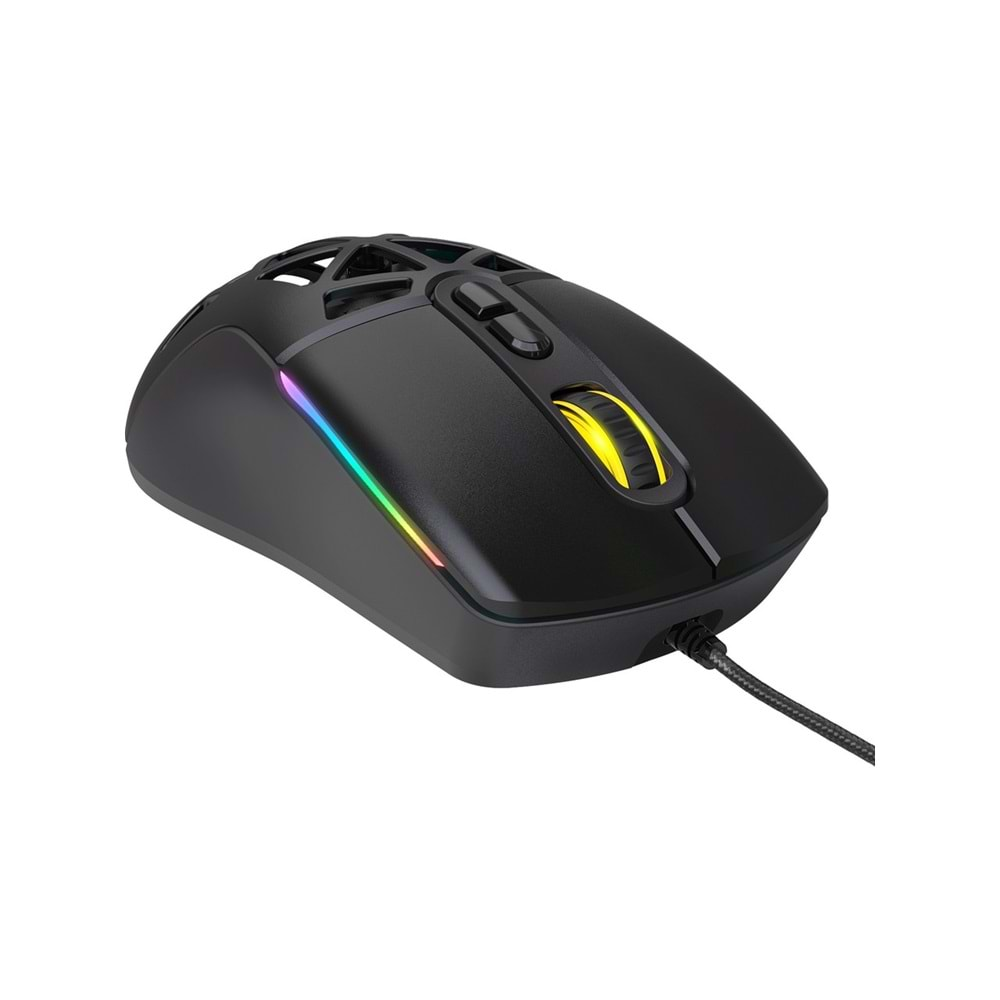 Warp WRP-O12800-B 12800 Dpi Wide Rgb Özel Abs Doku Reflex Örgü Kablolu Siyah Gaming Mouse