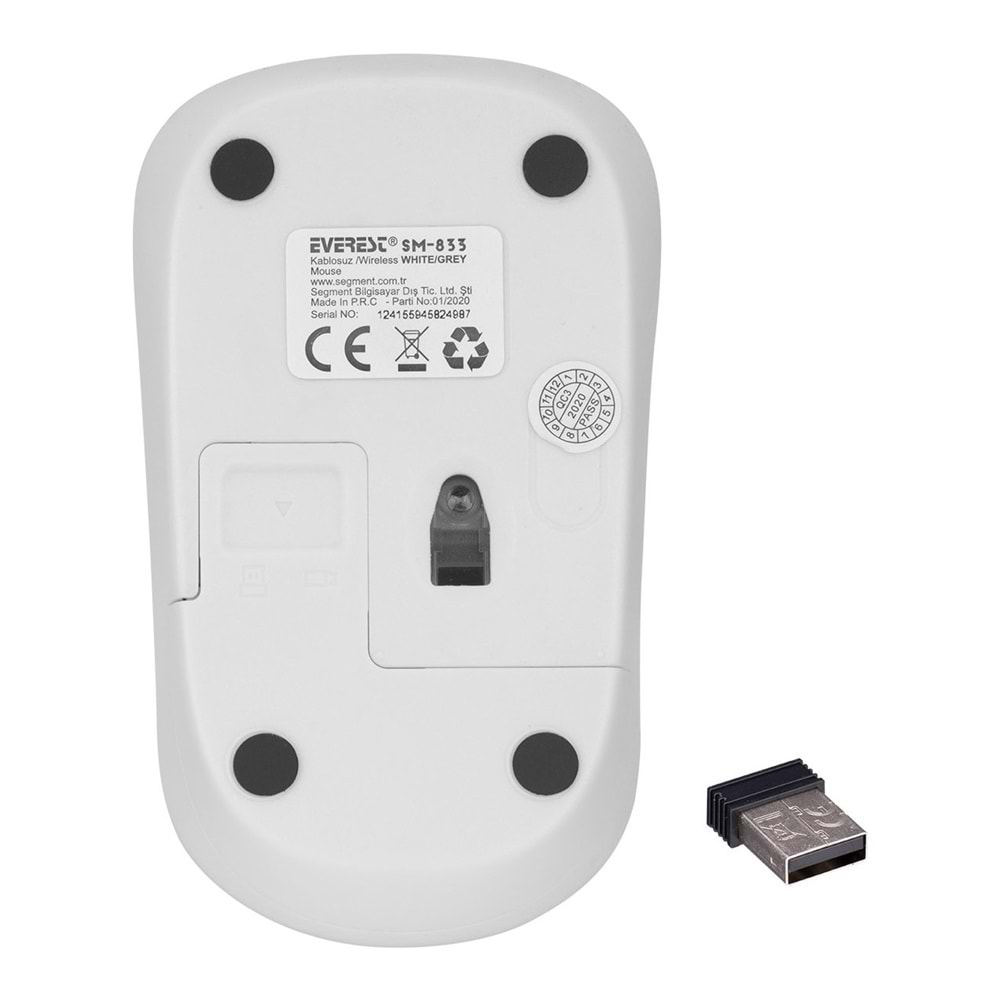 Everest SM-833 Usb Beyaz/Gri 1200dpi Optik Kablosuz Mouse