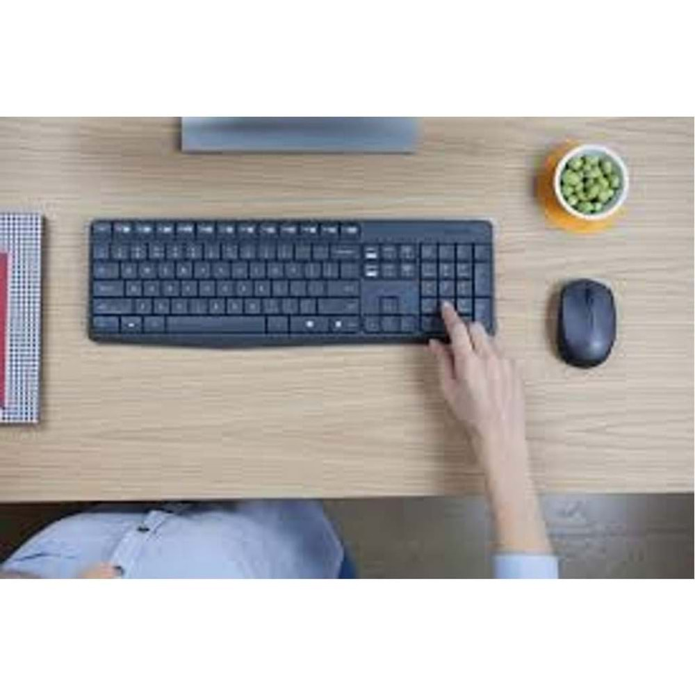 Logitech MK235 Kablosuz Klavye Mouse Seti, Tam Boyutlu Klavye, Sağ ve Sol Elle Kullanıma Uygun Optik İzlemeli Mouse, Sıvı Dökülmesine Dayanıklı, Türkçe Q Klavye, Siyah