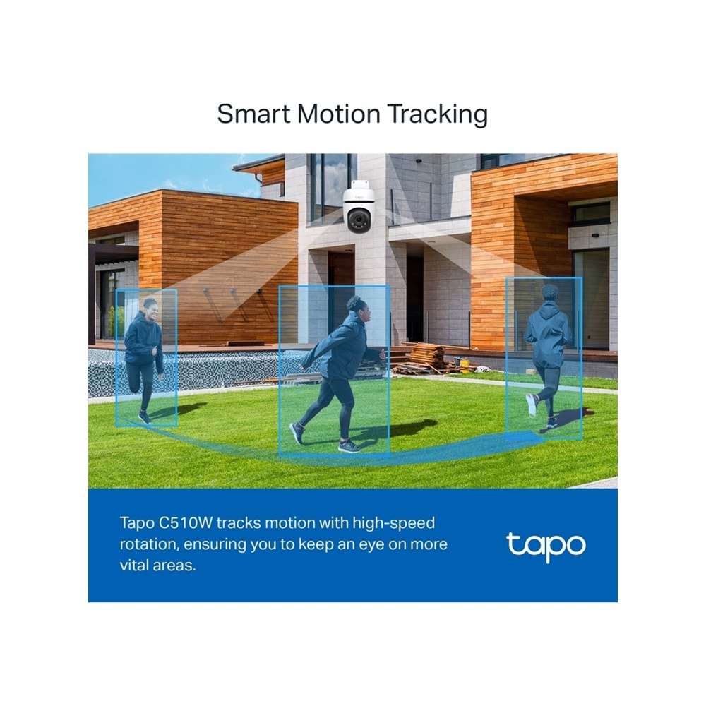 TP-LINK Tapo C510W, 2K Dış Mekan Wi-Fi Güvenlik Kamerası, Hareket Tespit/Takibi , 360°, IP65 Su Geçirmez, Renkli Gece Görüşü, Çift Yön