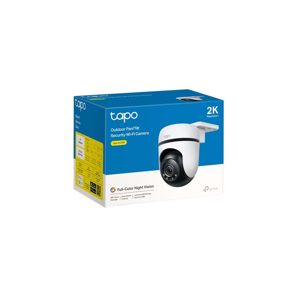 TP-LINK Tapo C510W, 2K Dış Mekan Wi-Fi Güvenlik Kamerası, Hareket Tespit/Takibi , 360°, IP65 Su Geçirmez, Renkli Gece Görüşü, Çift Yön