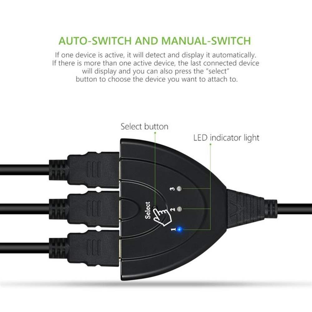 Hdmi Çoklayıcı Switch 3 Port Çoğaltıcı 4586