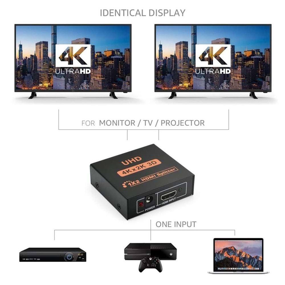 2 Port Uhd 4k Hdmi Switch Ekran Monitör Splitter Çoklayıcı Çoğaltıcı 4435