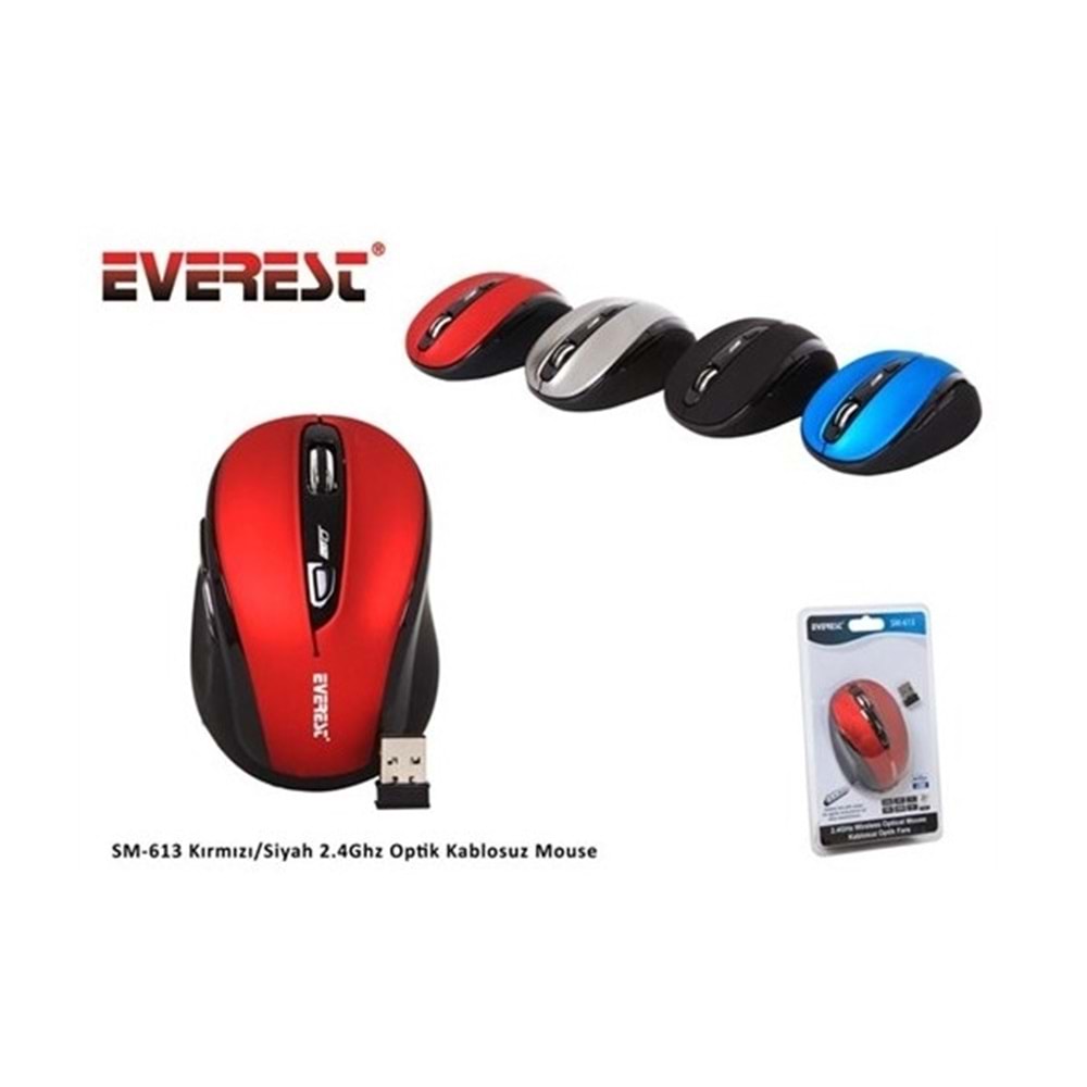 Everest Sm-613 Kırmızı/Siyah 2.4Ghz Optik Kablosuz Mouse
