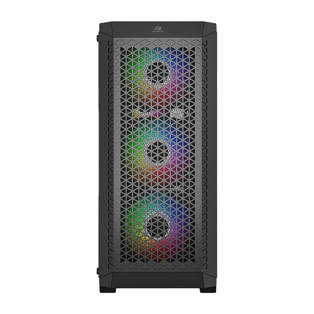 PowerBoost PB-PS5847B 600W USB 3.0 Tempered Glass Mesh RGB Fanlı ATX Mid Tower Gaming Kasa