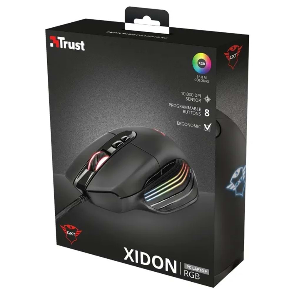 Trust GXT 940 Xidon 23574 10.000 DPI 8 Tuş Optik RGB Kablolu Gaming (Oyuncu) Mouse