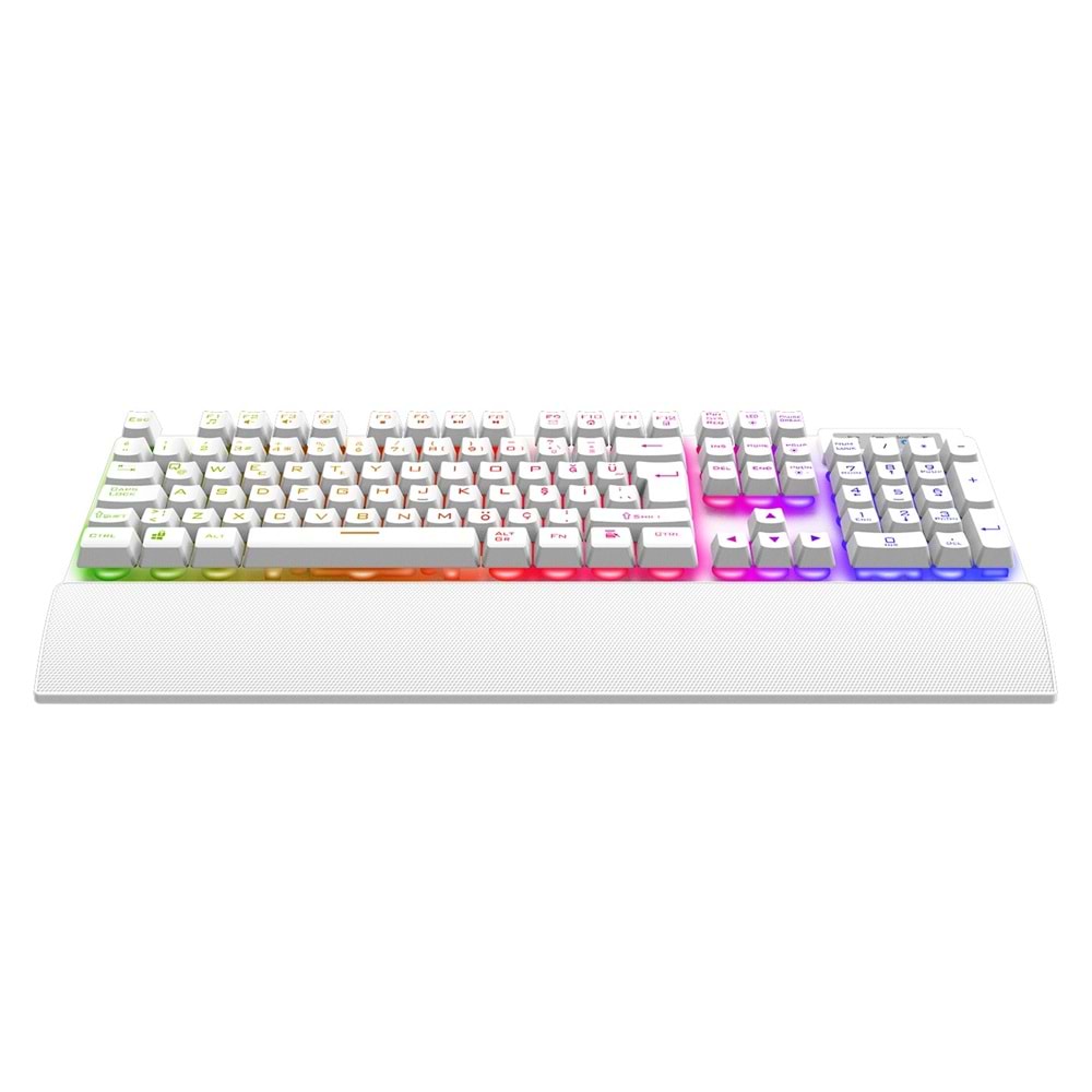 Rampage KM-RX7 Fortuna Beyaz Rainbow TR Q 8 Tuş 6400 DPI Klavye Mouse Set