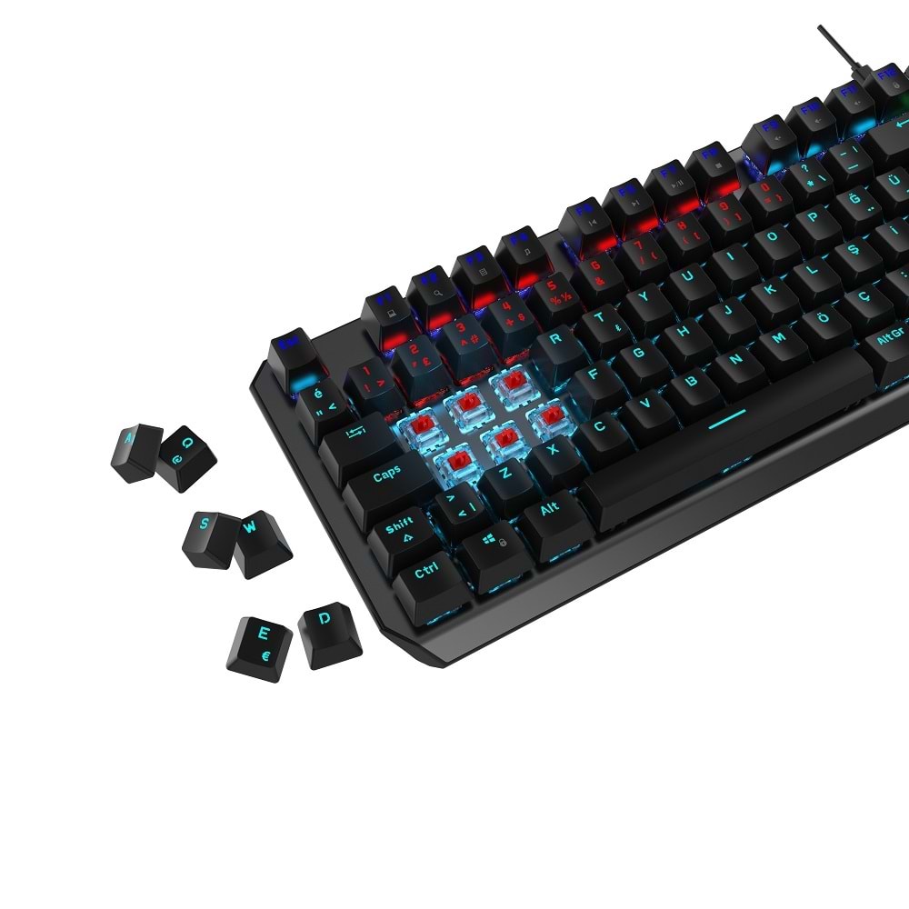 GamePower Overlord 60M Mekanik Kırmızı Switch Türkçe Q 88 Tuş USB Gaming Klavye
