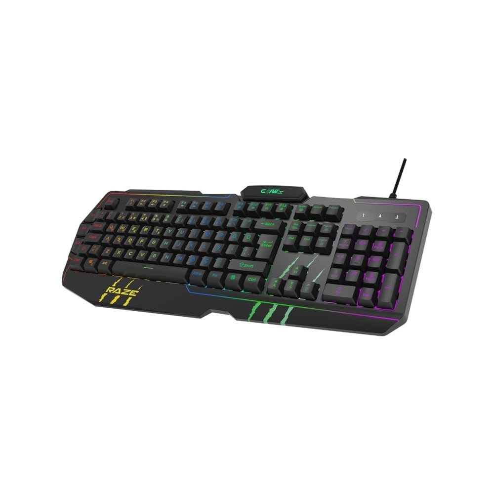 Claw's “ Claw's Raze RGB Yazılım & Harici G-Makro Tuşlu - Lazer Baskılı Özel ABS Materyal - Örgü Kablolu Membran Oyuncu Klavyesi