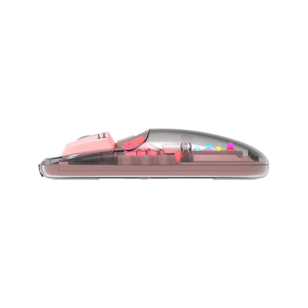 Everest SM-BT89 Opal Şarj Edilebilir Sessiz Pembe Transparan Rgb 2in1 2bt ve 2.4ghz Kablosuz Mouse