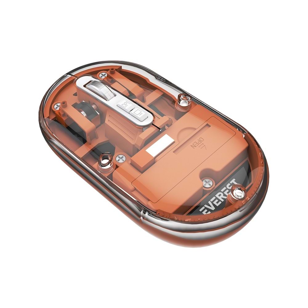 Everest SM-BT29 Glassy Turuncu Transparan Şeffaf 2in1 Bluetooth ve 2.4ghz Kablosuz Mouse