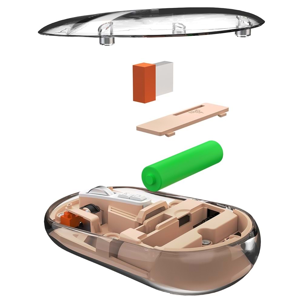 Everest SM-BT29 Glassy Turuncu Transparan Şeffaf 2in1 Bluetooth ve 2.4ghz Kablosuz Mouse