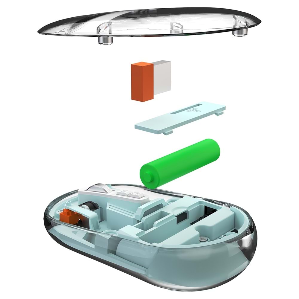 Everest SM-BT29 Glassy Mavi Transparan Şeffaf 2in1 Bluetooth ve 2.4ghz Kablosuz Mouse