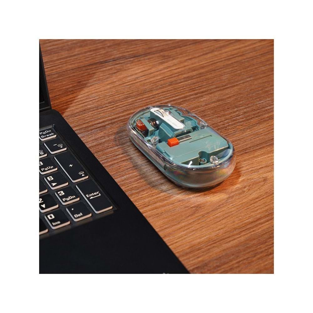 Everest SM-BT29 Glassy Yeşil Transparan Şeffaf 2in1 Bluetooth ve 2.4ghz Kablosuz Mouse