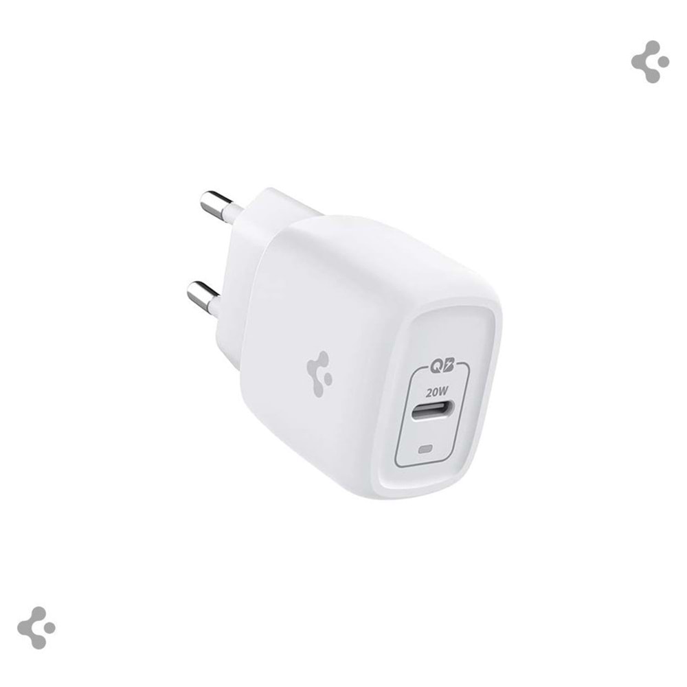 Spigen 20W USB-C Mini Hızlı Şarj Aleti/Şarj Isısını Düşürür GaN Destekli Akım Korumalı Güç Adaptörü iPhone & Android & iPad