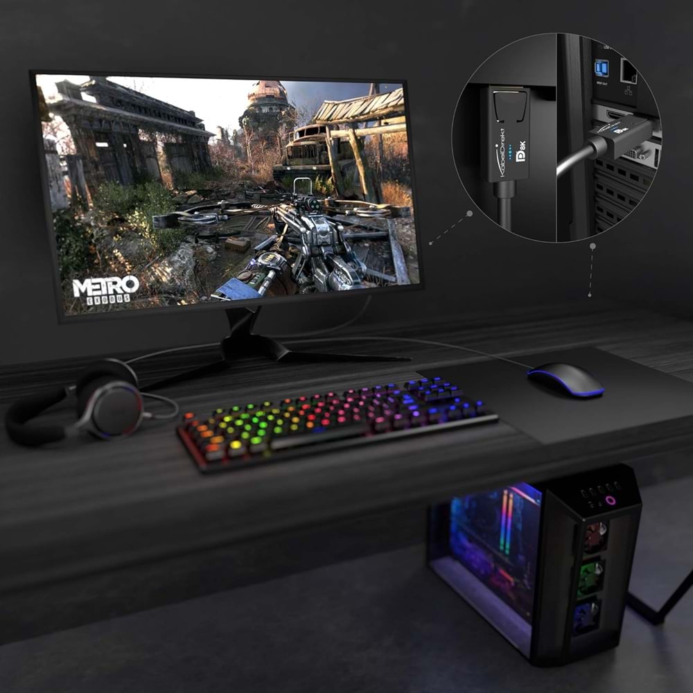 KabelDirekt – 2m – DisplayPort kablosu, DP 1.4, VESA sertifikalı (60Hz'de 8K, 144hz, HDR10-oyun monitörleri için ideal, Freesync/G-Sync, resmi olarak VESA yönergelerine göre test edilmiştir, siyah)