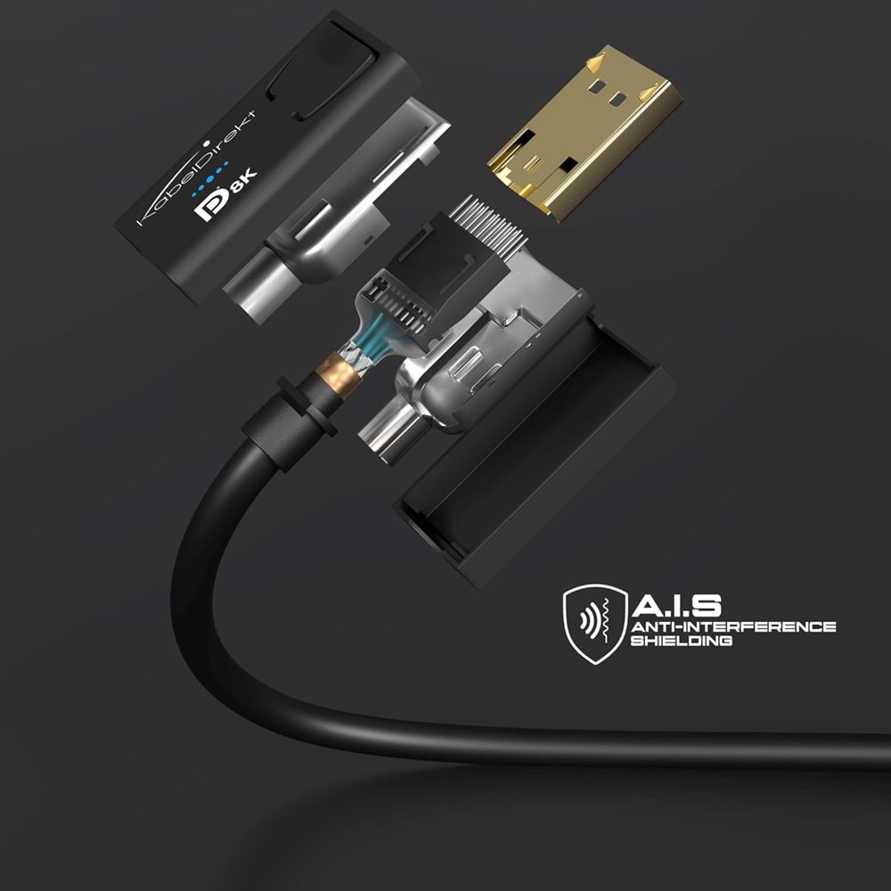 KabelDirekt – 2m – DisplayPort kablosu, DP 1.4, VESA sertifikalı (60Hz'de 8K, 144hz, HDR10-oyun monitörleri için ideal, Freesync/G-Sync, resmi olarak VESA yönergelerine göre test edilmiştir, siyah)