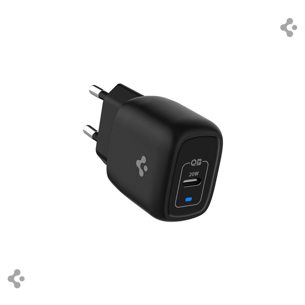 Spigen 20W USB-C Mini Hızlı Şarj Aleti/Şarj Isısını Düşürür GaN Destekli Akım Korumalı Güç Adaptörü iPhone & Android