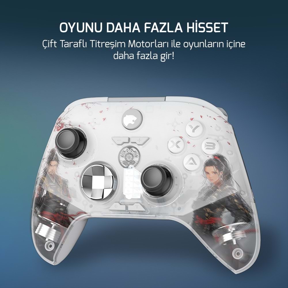 GamePower Force RGB Kablosuz Beyaz Gamepad (2.4G, Bluetooth,Kablolu)