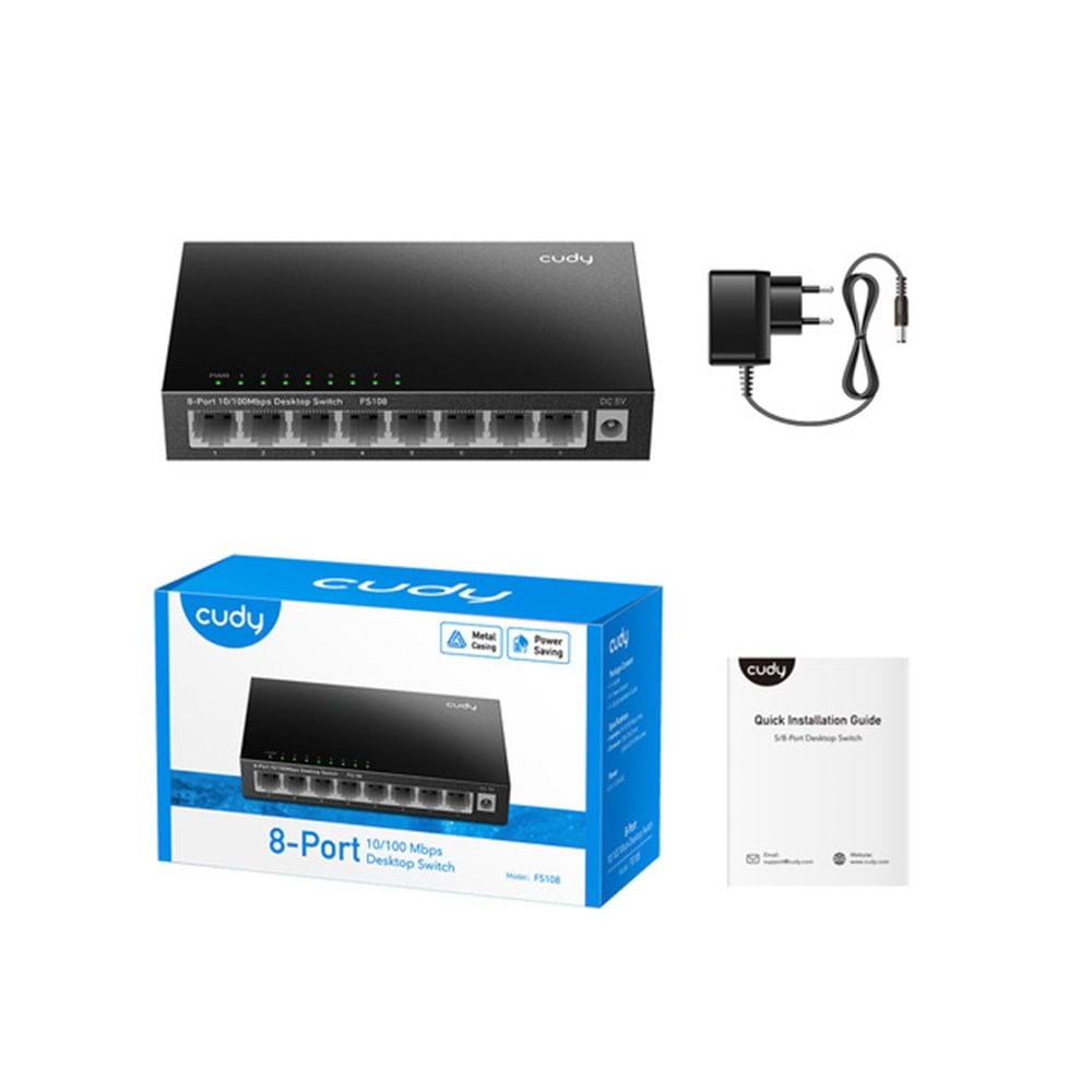 CUDY FS108 8-Port 10-100 Mbps Metal Switch